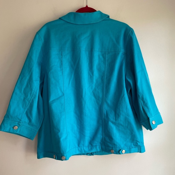 D & Co Turquoise Blue 3/4 Sleeve Denim Jacket Size 1X - Picture 5 of 6